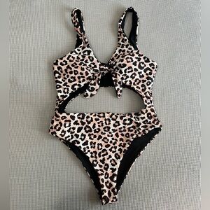 Zaful Leopard Cut-Out One-Piece Swimsuit - Size M